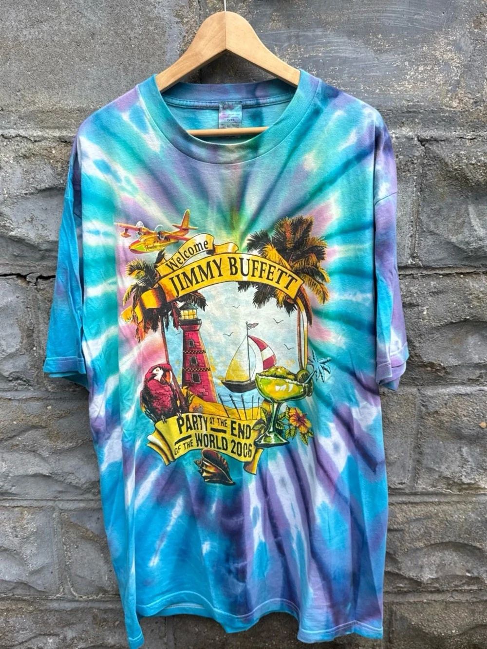 Vintage Jimmy Buffet T Shirt XL Tie Dye 2000s Parrothead Beach